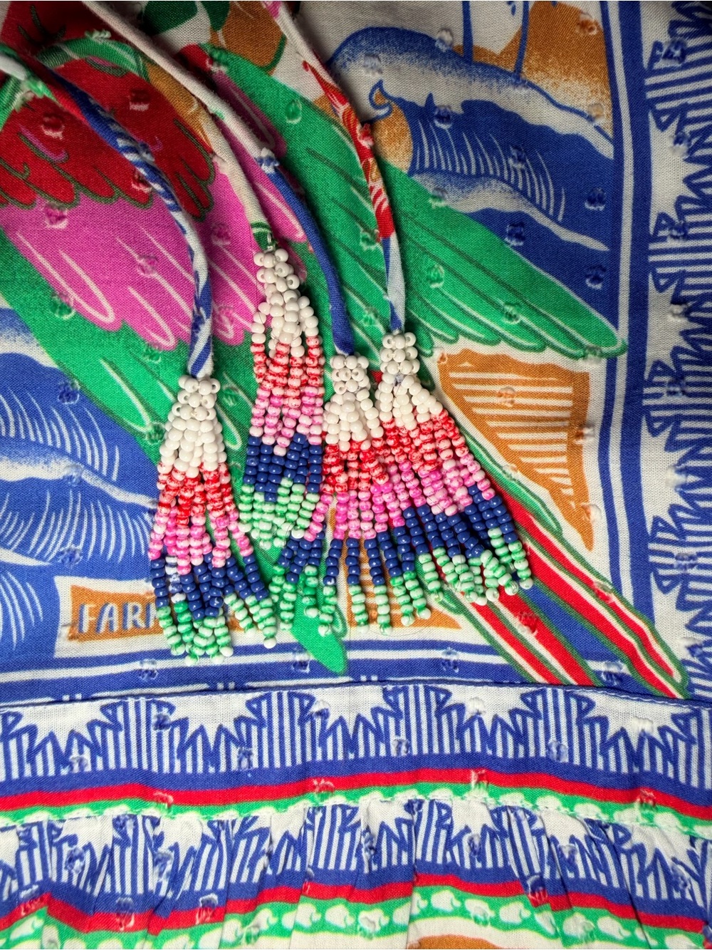 FARM Rio Off-White Flowers Beach Mini Dress Medium - Picture 8 of 11